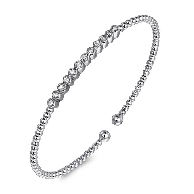 White Gold Bujukan Bead Diamond Bangle