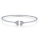 White Gold Bujukan Split Cuff Bracelet with Pave Diamond Hearts