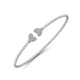 White Gold Bujukan Split Cuff Bracelet with Pave Diamond Hearts