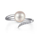 White Gold Cultured Pearl and Diamond Open Wrap Ring