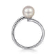 White Gold Cultured Pearl and Diamond Open Wrap Ring