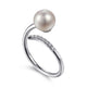 White Gold Cultured Pearl and Diamond Open Wrap Ring