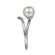 White Gold Cultured Pearl and Diamond Open Wrap Ring