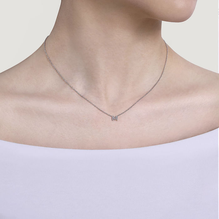 Diamond "M" Initial Necklace