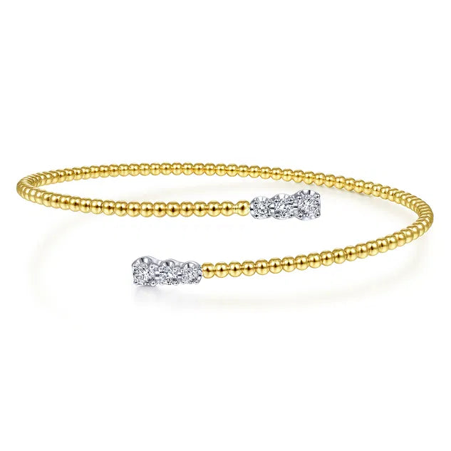 Yellow and White Gold Bujukan Bypass Bracelet with Diamonds