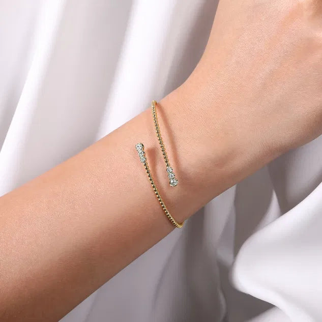 Yellow and White Gold Bujukan Bypass Bracelet with Diamonds