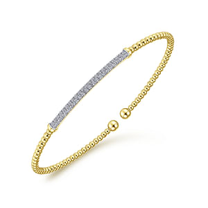 Bujukan Cuff Bracelet with Long Diamond Bar Station
