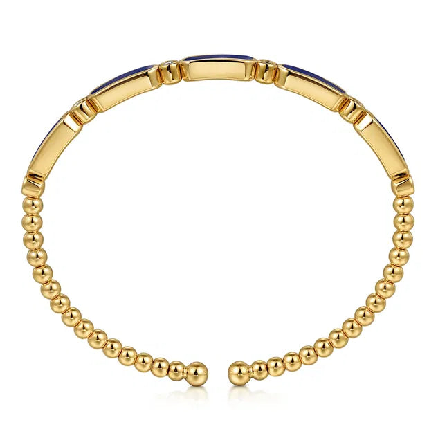 Yellow Gold Diamond and Lapis Bujukan Bangle
