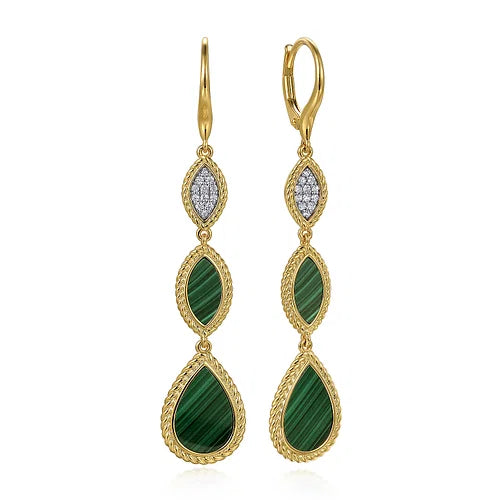 Diamond and Malachite Drop Earrings