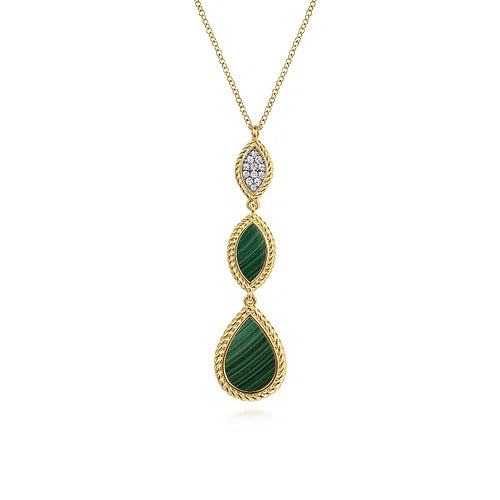 Diamond and Malachite Pendant Necklace