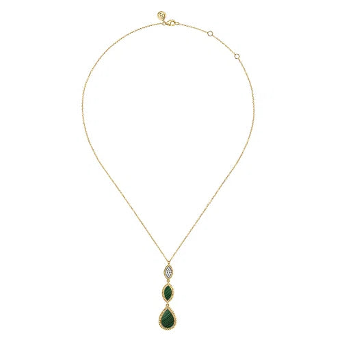 Diamond and Malachite Pendant Necklace
