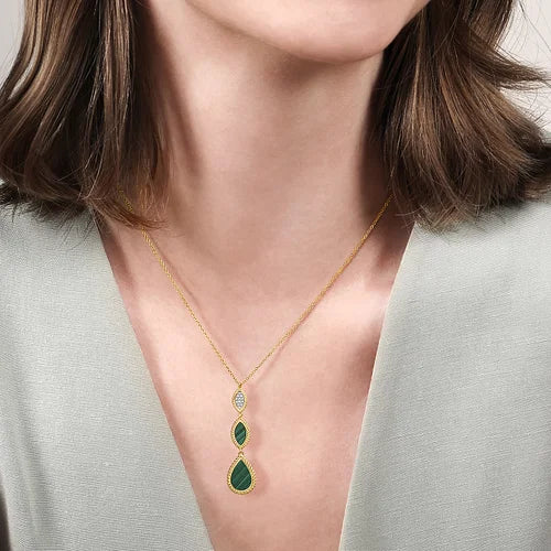 Diamond and Malachite Pendant Necklace
