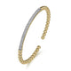 Yellow Gold Bujukan Beads and Pave Diamond Bar Cuff Bracelet