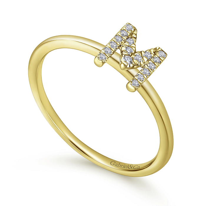 Diamond 'M' Initial Ring