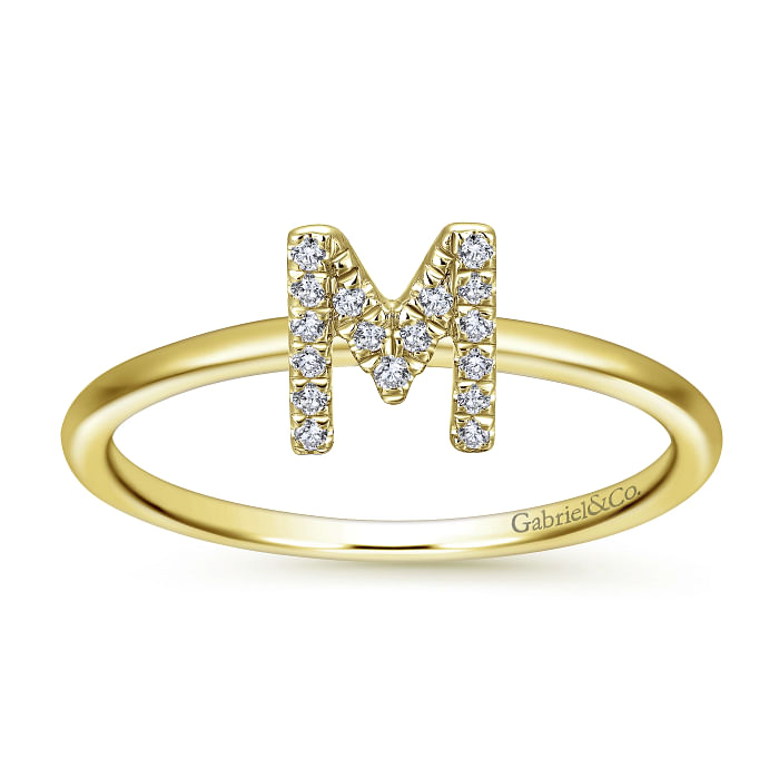 Diamond 'M' Initial Ring