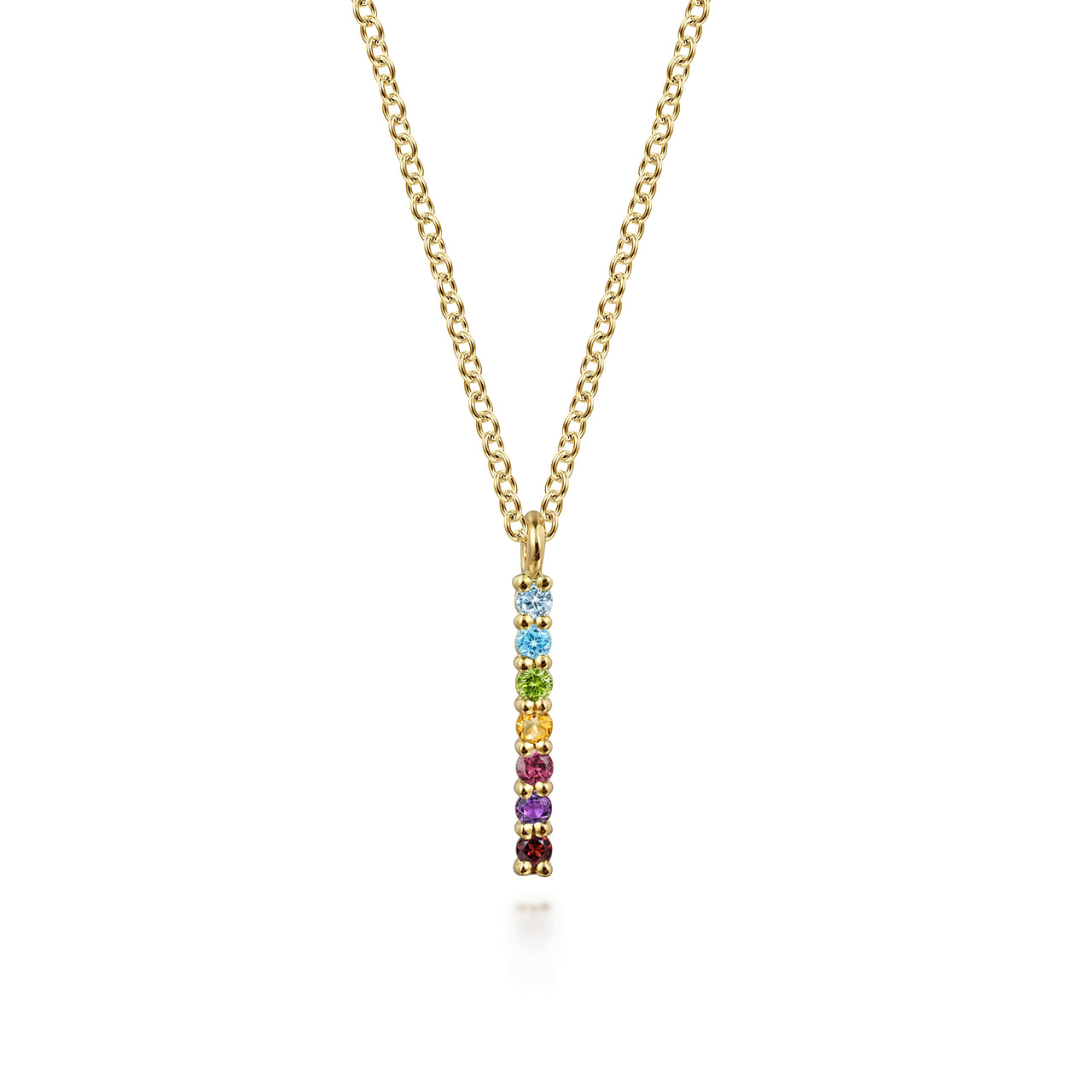 Rainbow Colored Stone Bar Necklace