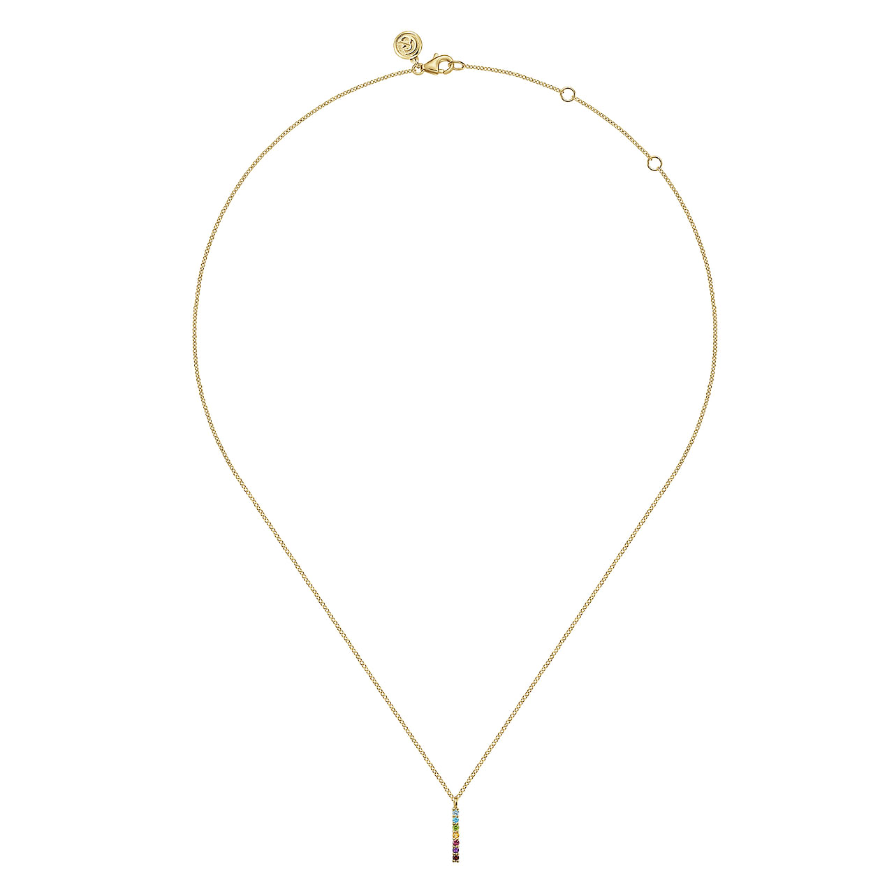 Rainbow Colored Stone Bar Necklace