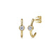 Yellow Gold White Sapphire J Hoop Earrings