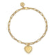 Yellow Gold Bujukan Heart Charm Paperclip Chain Bracelet