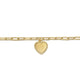 Yellow Gold Bujukan Heart Charm Paperclip Chain Bracelet