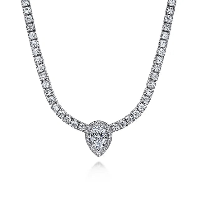 Pear Shaped Diamond Tennis Necklace