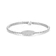 White Gold Oval Diamond Station Beaded Stretch Bracelet