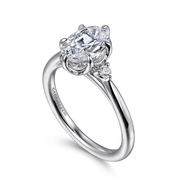 Blaise White Gold Oval Three Stone Diamond Engagement Ring Setting