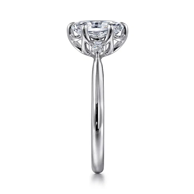 Blaise White Gold Oval Three Stone Diamond Engagement Ring Setting