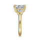 Lyon Yellow Gold Radiant Cut Three Stone Diamond Engagement Ring Setting