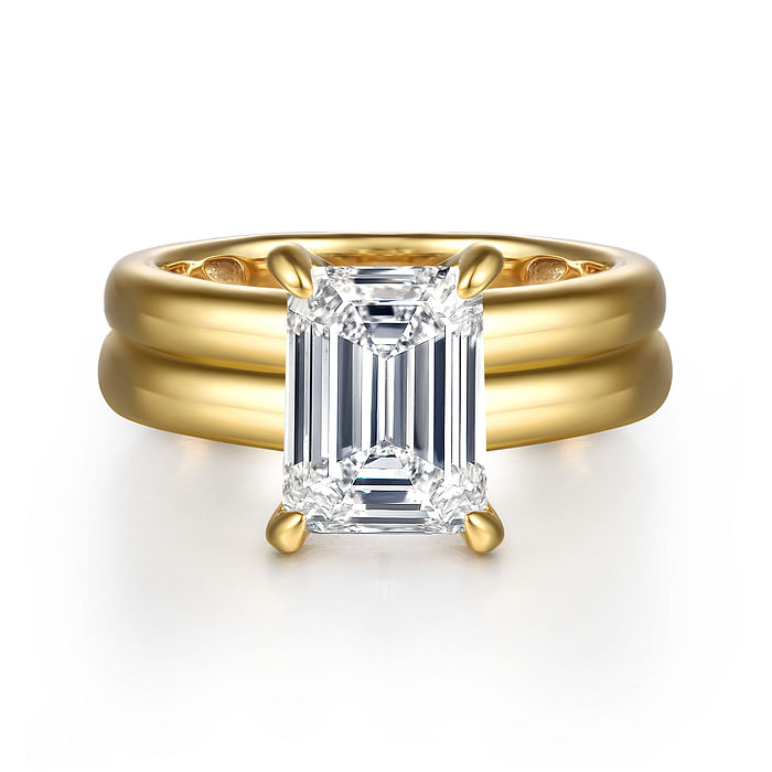 Robin Yellow Gold Emerald Cut Diamond Engagement Ring Setting