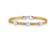 Stainless Steel Yellow Cable Bracelet with White Gold Diamond Stations