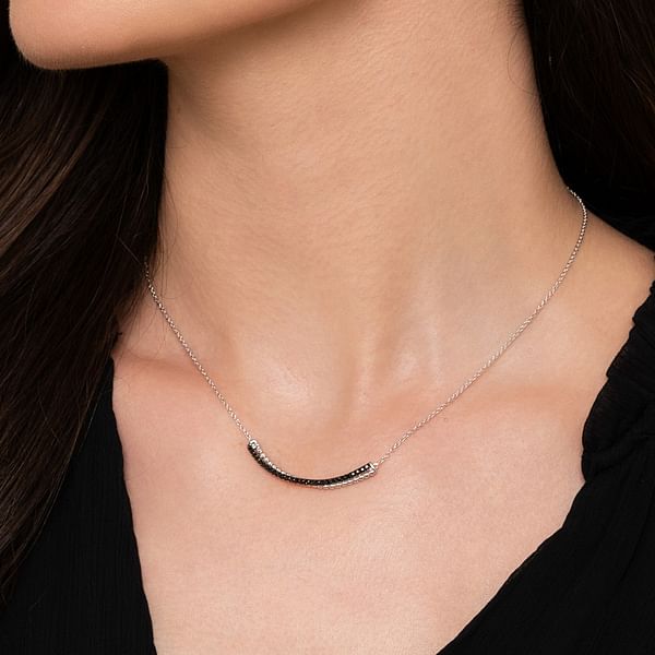 Sterling Silver Black Spinel Bujukan Bar Necklace