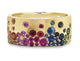 Rainbow Sapphire Yellow Gold Cigar Band Ring