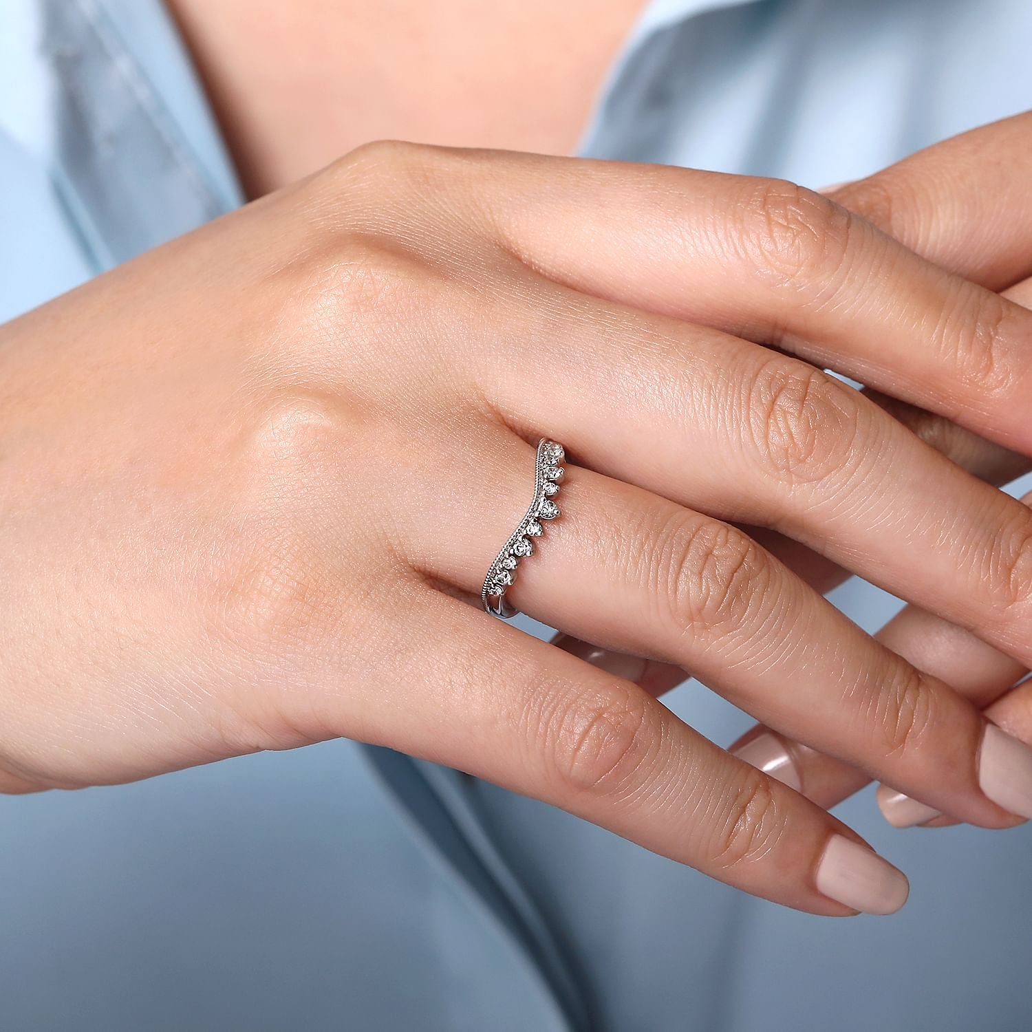 Curved Diamond Wedding Band