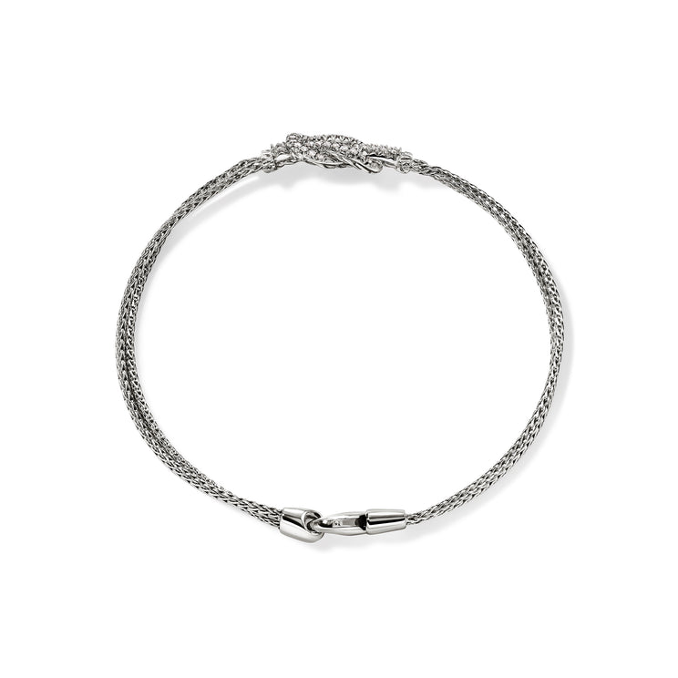 Sterling Silver Pave Diamond Love Knot Bracelet