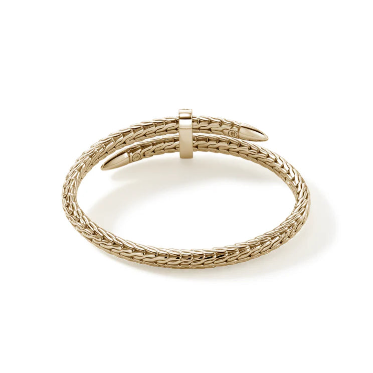 Yellow Gold Pave Diamond Spear Flex Cuff