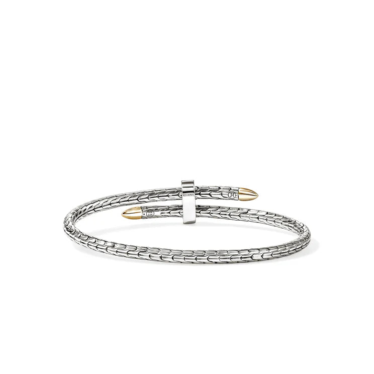 Yellow Gold and Sterling Silver Diamond Spear Flex Cuff
