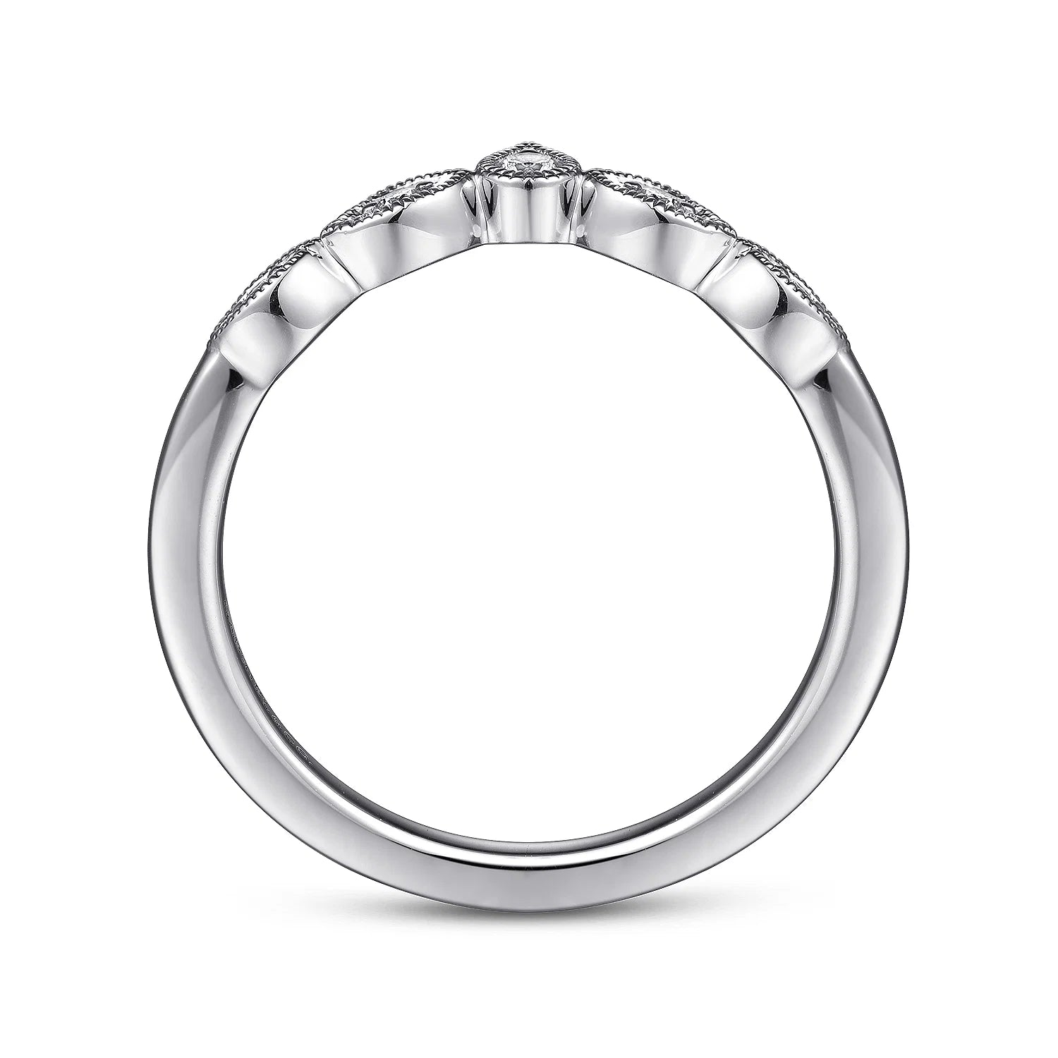 Vintage Inspired Curved Diamond Wedding Band