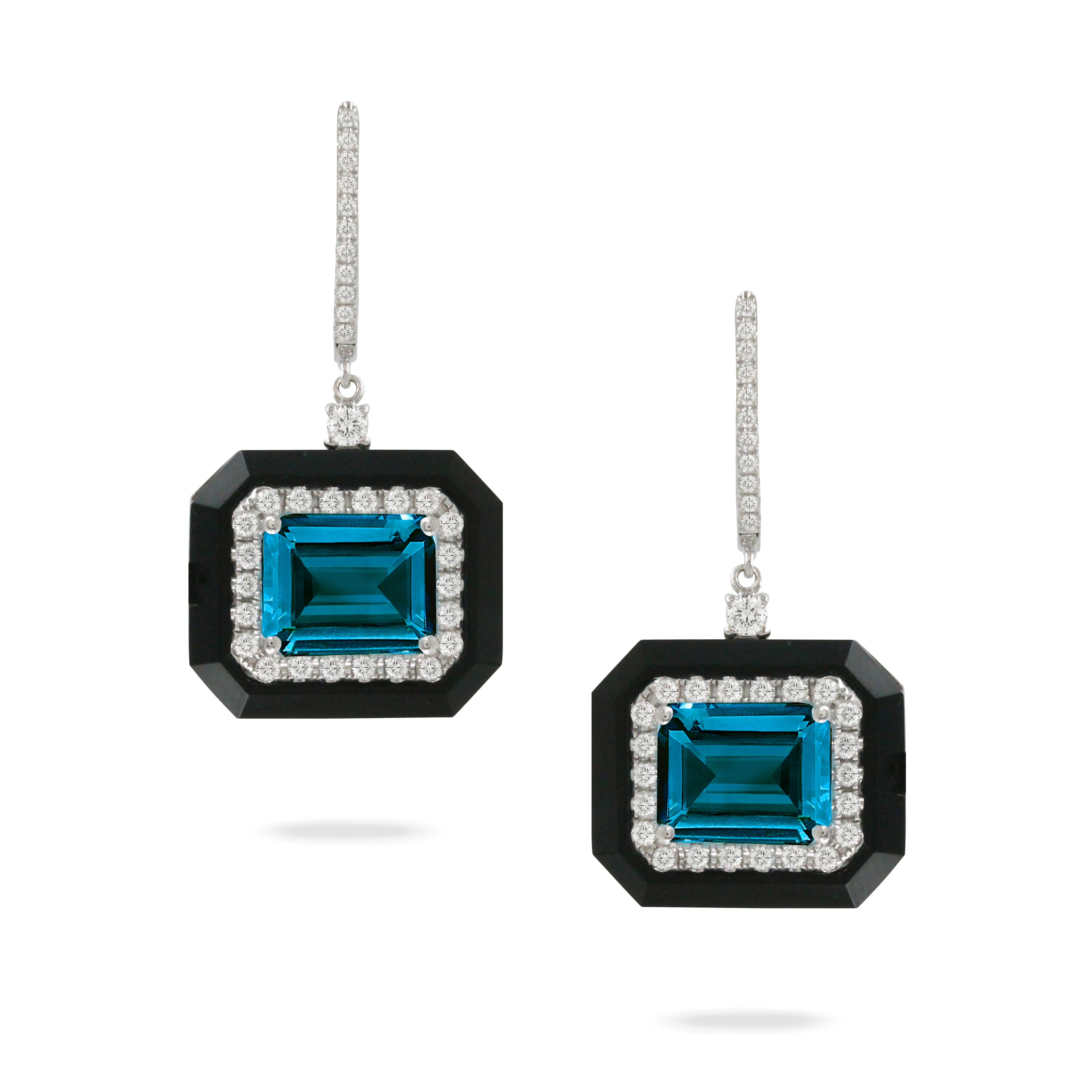 London Blue Topaz & Black Onyx Drop Earrings