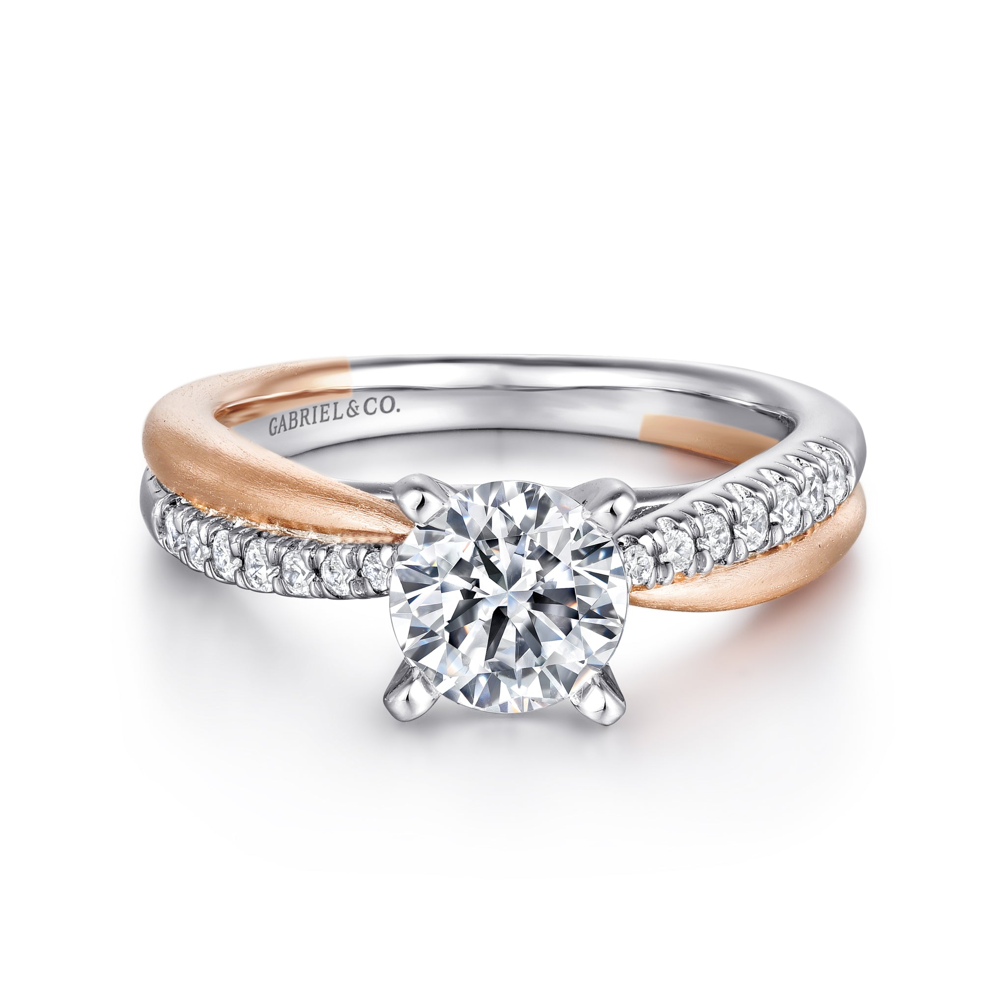 Two-Tone Criss Cross Engagement Ring Setting