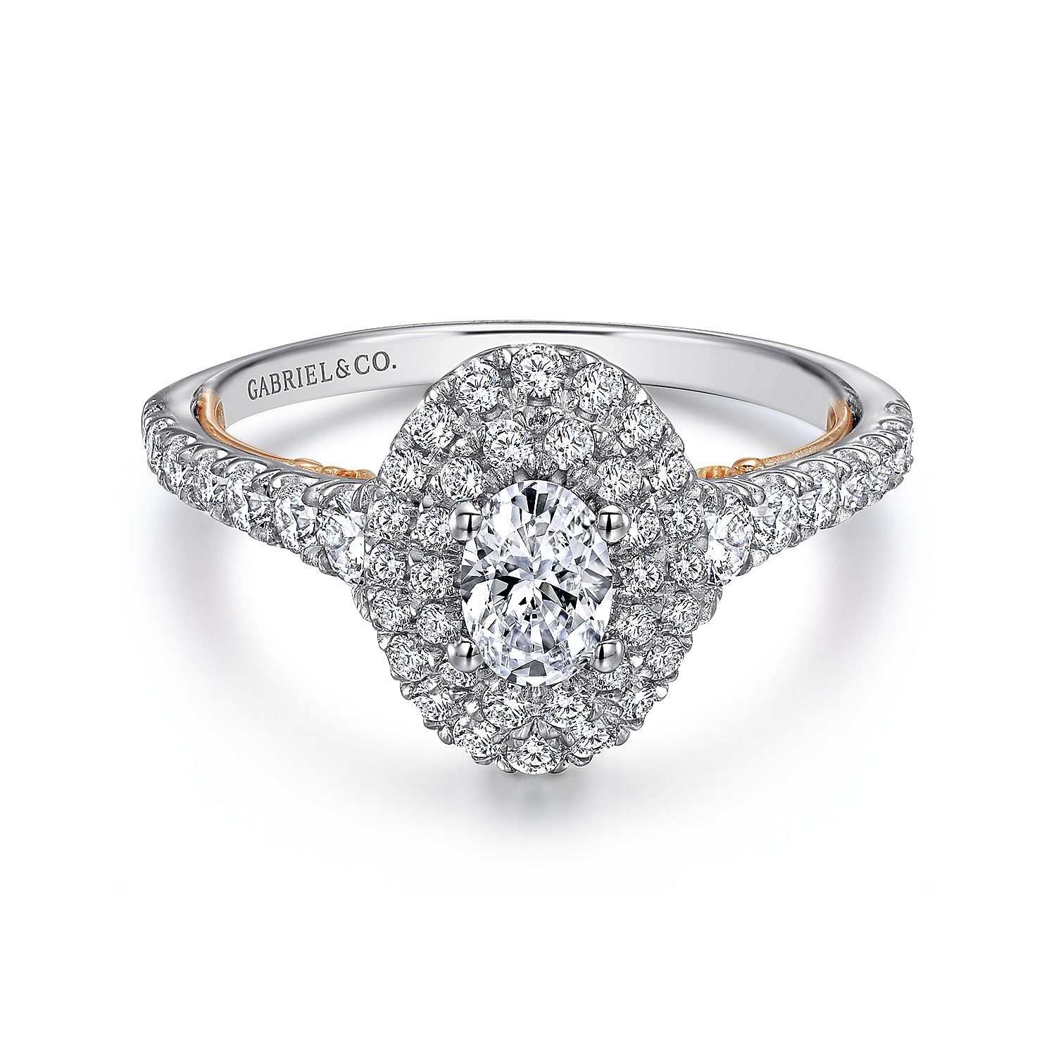 Oval Double Halo White Gold Complete Engagement Ring