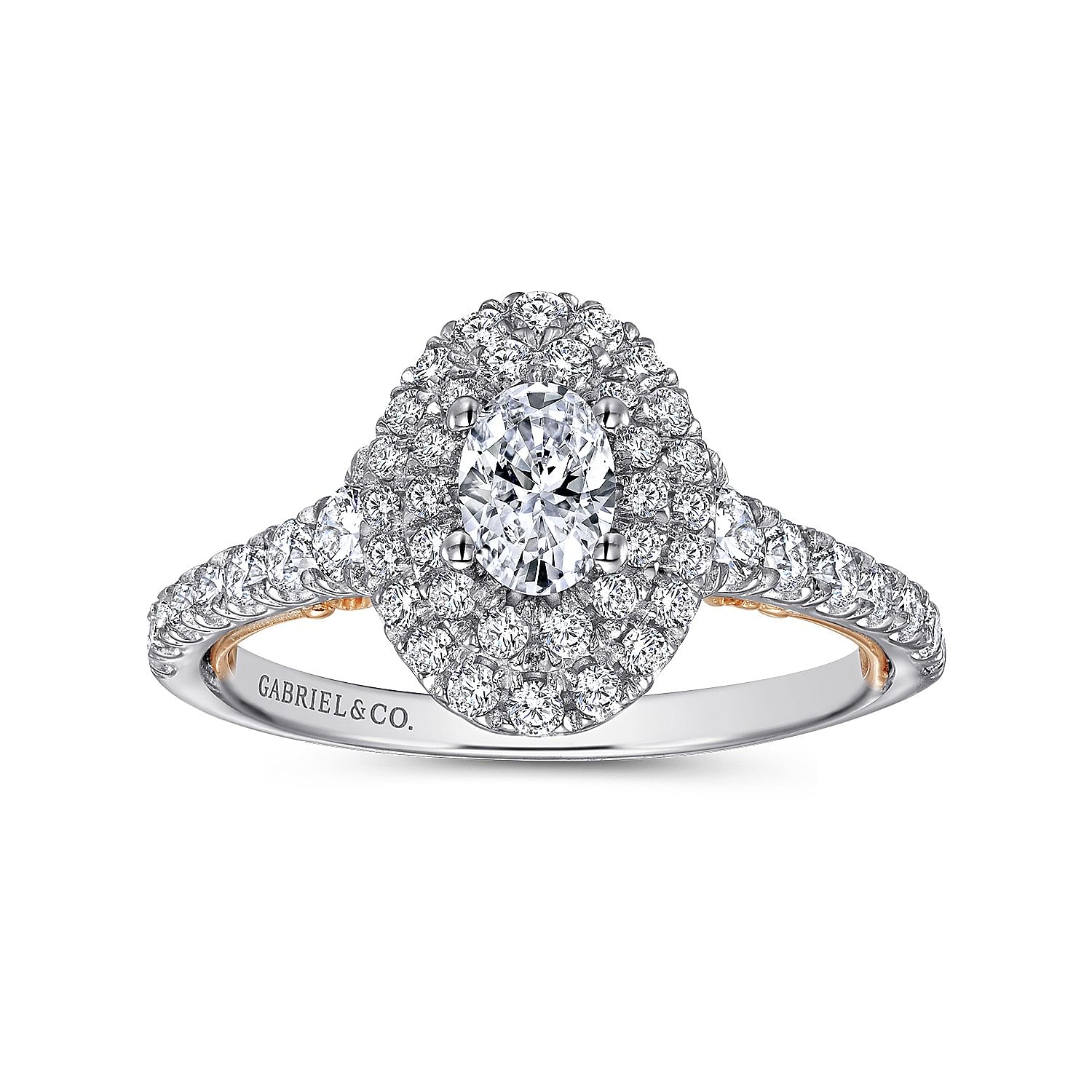 Oval Double Halo White Gold Complete Engagement Ring