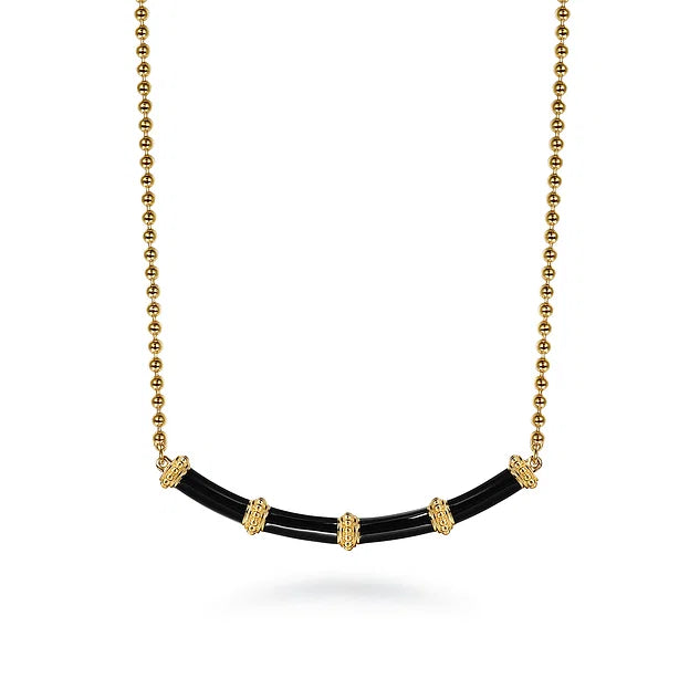 Bujukan Black Enamel Bar Necklace