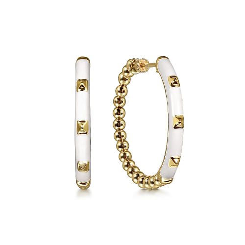 White Enamel Hoop Earrings