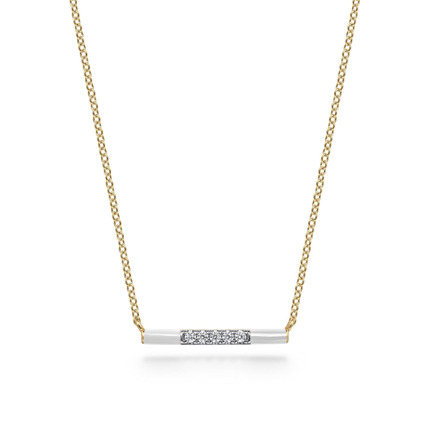 Enamel Diamond Bar Necklace