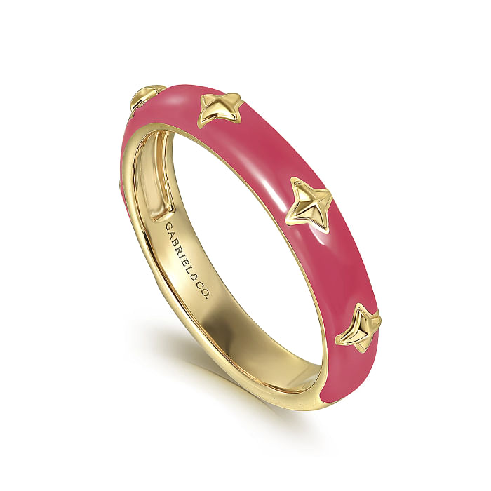 Pink Enamel Ring