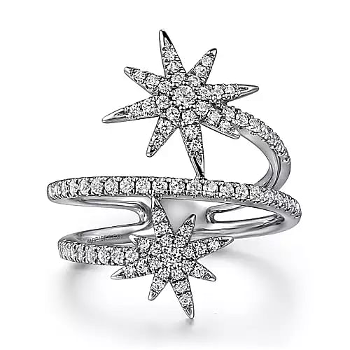 White Gold Diamond Starburst Wrap Ring