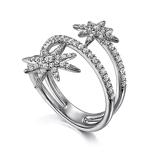 White Gold Diamond Starburst Wrap Ring