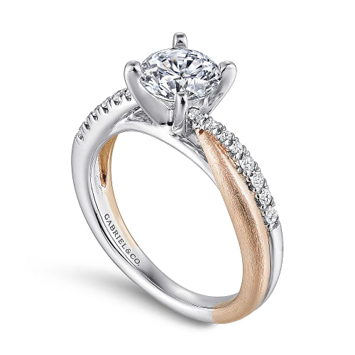 Two-Tone Criss Cross Engagement Ring Setting