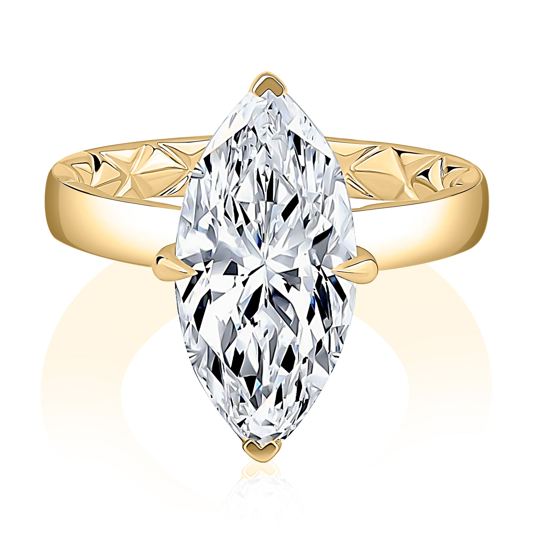 Classic Solitaire Marquise Ring with Hidden Halo